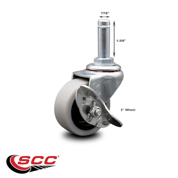 Service Caster 2 Inch Thermoplastic Rubber Wheel 1-3/8 Grip Ring Stem Caster with Brake SCC SCC-GR05S210-TPRS-SLB-716138 - main